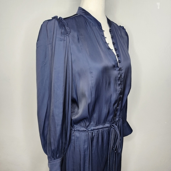 NWT Zadig & Voltaire Relinda Satin Button Front Midi Dress Size Large - Picture 9 of 14